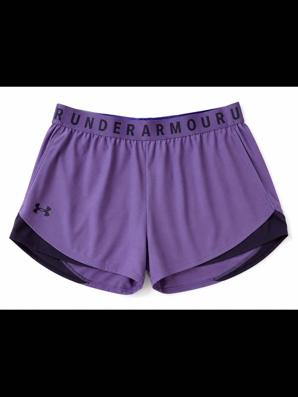 Under Armour Lavender Purple Women’s Athletic Shorts with Black Accents - Picture 2 of 4